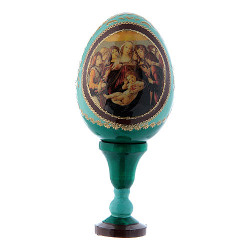 Russian Egg Madonna of the Pomegranate, Russian Imperial style, green 13 cm 1