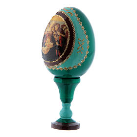 Oeuf icône russe La Vierge à la grenade vert h tot 13 cm