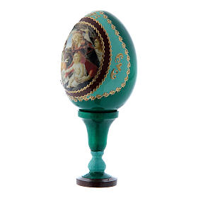 Huevo ruso La Virgen del Magnificat verde de madera h tot 13 cm