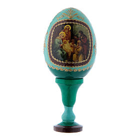 Russische Ei-Ikone, grün, Geburt Jesu Christi, Gesamthöhe 13 cm