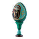 Russian Egg Madonna del Cardellino, Russian Imperial style, green 13 cm s2