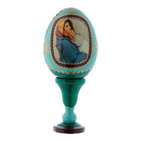 Ovos Russos Pintados: Ovo verde madeira A Madoninha h tot 13 cm Fabergé