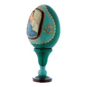 Ovos Russos Pintados: Ovo verde madeira A Madoninha h tot 13 cm Fabergé