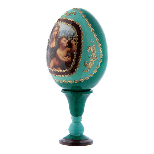 Huevo verde decorado a mano ruso La Virgen del Huso h tot 13 cm 2