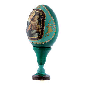 Ovos Russos Pintados: Ovo verde madeira A Virgem e Menino com anjos h tot 13 cm Fabergé