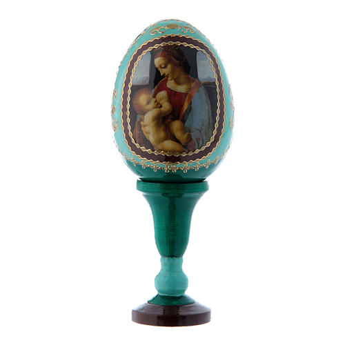 Russian Egg Madonna Litta, Russian Imperial style, green 13 cm 1