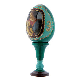 Ovos Russos Pintados: Ovo verde madeira Madona Litta h tot 13 cm Fabergé