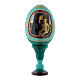 Uovo russo La Madonna col Bambino stile imperiale russo verde in legno h tot 13 cm s1