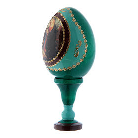 Russian Egg Madonna and Child with the Infant Saint John, Fabergé style, green 13 cm