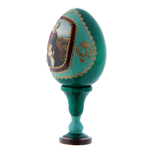Russian Egg Madonna del Prato, Fabergé style, green 13 cm 2