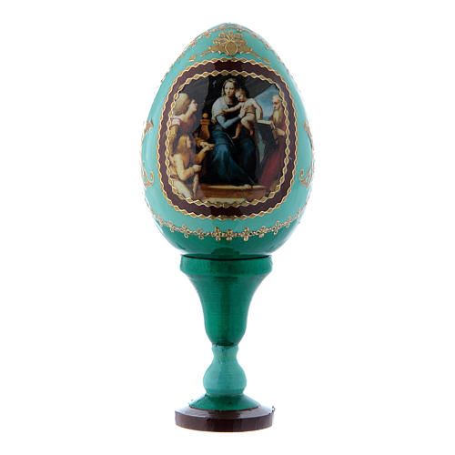 Russian Egg Madonna of the Fish, Russian Imperial style, green 13 cm 1
