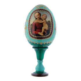 Russian Egg Small Cowper Madonna, Russian Imperial style, green 13 cm