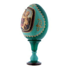 Russian Egg Small Cowper Madonna, Russian Imperial style, green 13 cm