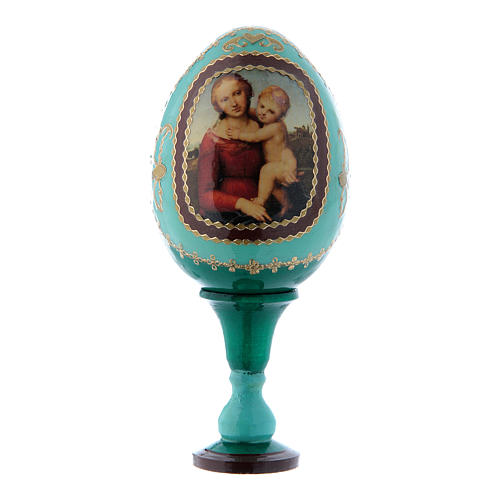Russian Egg Small Cowper Madonna, Russian Imperial style, green 13 cm 1