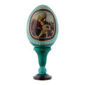 Russian Egg Madonna and Child, Russian Imperial style, green 13 cm