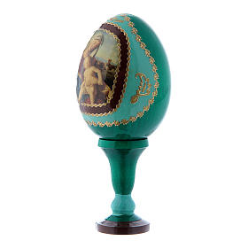 Russian Egg Madonna and Child, Fabergé style, green 13 cm