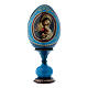 Uovo in legno blu russo decorato a mano Madonna col Bambino h tot 16 cm s1
