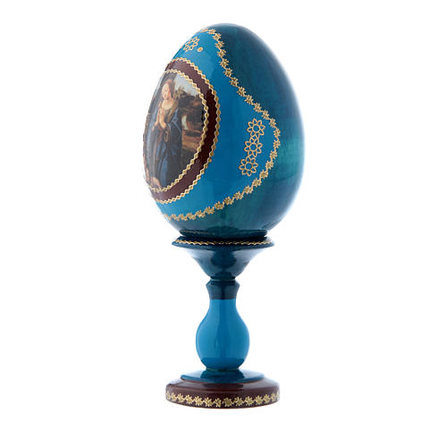 Ovo madeira russo azul Adoração do Menino com São João Batista decorado mão h tot 16 cm 2