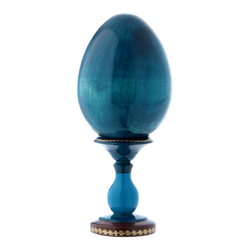 Ovo madeira russo azul Adoração do Menino com São João Batista decorado mão h tot 16 cm 3