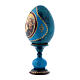 Ovo madeira russo azul A Virgem e o Menino com seis anjos decorado mão h tot 16 cm s2