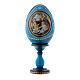 Uovo blu La Madonna della Magnificat  russo in legno h tot 16 cm s1