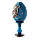 Uovo blu La Madonna della Magnificat  russo in legno h tot 16 cm s2