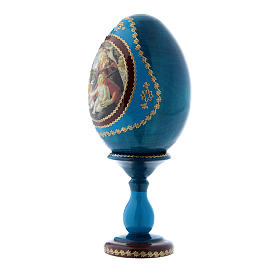 Ovos Russos Pintados: Ovo madeira russo azul A Madona do Magnificat decorado mão h tot 16 cm