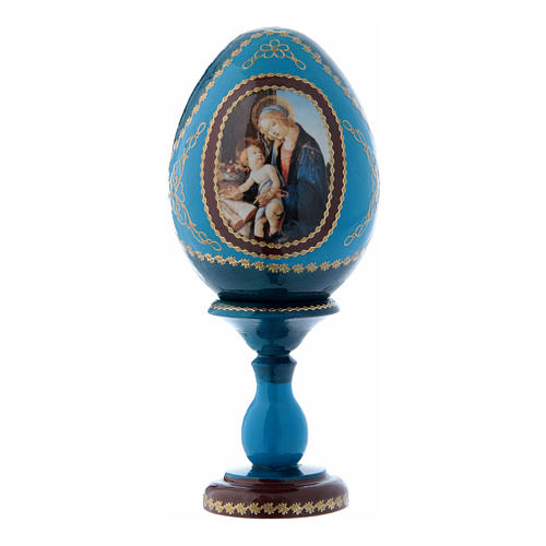Huevo ruso decoupage azul La Virgen del Libro h tot 16 cm 1