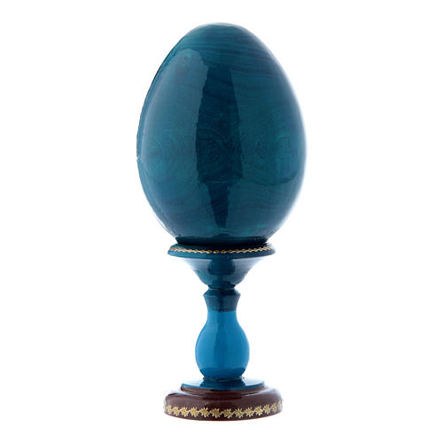 Huevo ruso decoupage azul La Virgen del Libro h tot 16 cm 3