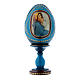 Russische Ei-Ikone, blau, Madonna der Straße, Gesamthöhe 16 cm s1