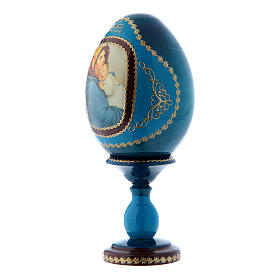 Huevo azul de madera ruso La Virgencita h tot 16 cm