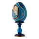 Uovo blu in legno russo La Madonnina h tot 16 cm s2
