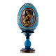 Oeuf La Madone Litta russe bleu en bois décoré main h tot 16 cm s1