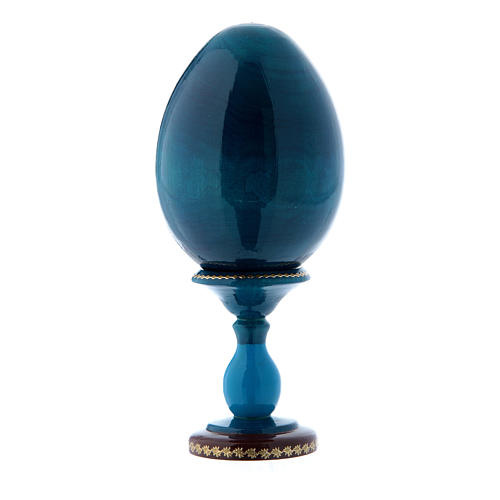 Huevo ruso azul de madera La Virgen del Belvedere decoupage h tot 16 cm 3