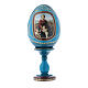 Uovo russo blu in legno La Madonna del Belvedere découpage h tot 16 cm s1
