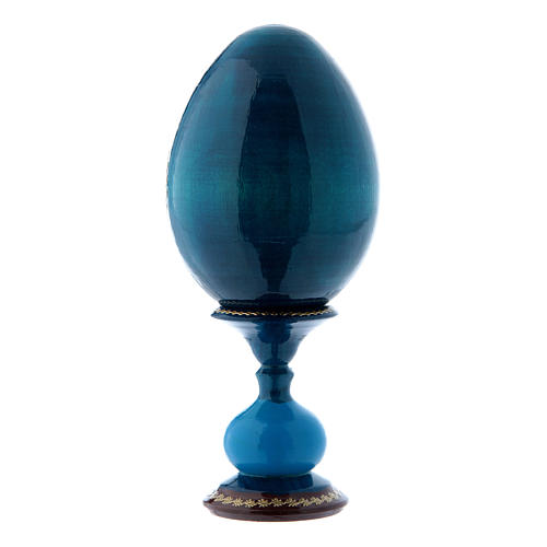 Huevo ruso La Virgen del Pez azul decorado a mano h tot 16 cm 3