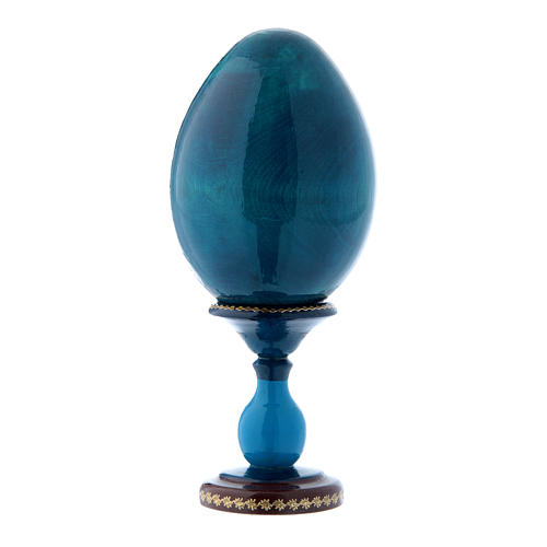 Ovo russo madeira A Virgem do carvo decorado azul h tot 16 cm 3