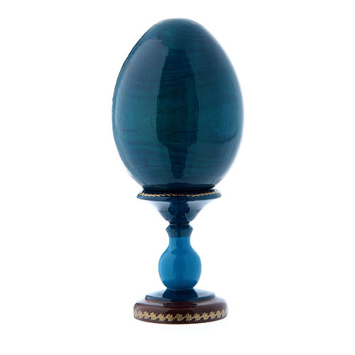 Russische Ei-Ikone, blau, Madonna mit dem Kinde, russisch imperial-Stil, Gesamthöhe 16 cm 3