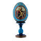 Oeuf russe en bois bleu style impériale russe Vierge à l'Enfant h tot 16 cm s1