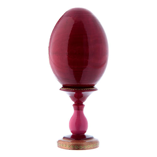 Uovo rosso in legno Adorazione del Bambino con San Giovannino russo h tot 16 cm 3
