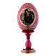 Uovo rosso in legno Adorazione del Bambino con San Giovannino russo h tot 16 cm s1