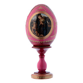 Russian Egg Madonna adoring the Child, Fabergé style, red 16 cm