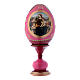 Uovo russo rosso decorato a mano Madonna col Bambino, San Giovannino e Angeli h tot 16 cm s1