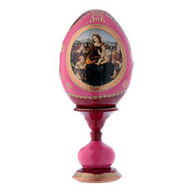 Russian Egg Madonna and Child with Infant St. John and Angels, Fabergé style, red 16 cm