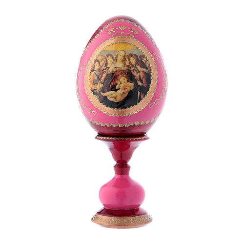 Huevo ruso decoupage rojo La Virgen de la granada h tot 16 cm 1