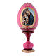 Uovo in legno russo rosso découpage La Madonna del Libro h tot 16 cm s1
