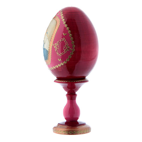 Uovo rosso in legno russo stile Fabergè La Madonnina h tot 16 cm 2