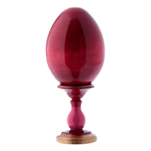 Uovo rosso in legno russo stile Fabergè La Madonnina h tot 16 cm 3