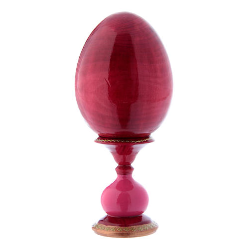 Huevo ícono ruso rojo decorado a mano La Virgen del Huso h tot 16 cm 3