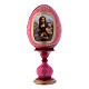 Uovo icona russa rosso decorato a mano La Madonna dei Fusi h tot 16 cm s1